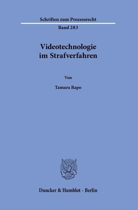 Cover Videotechnologie im Strafverfahren