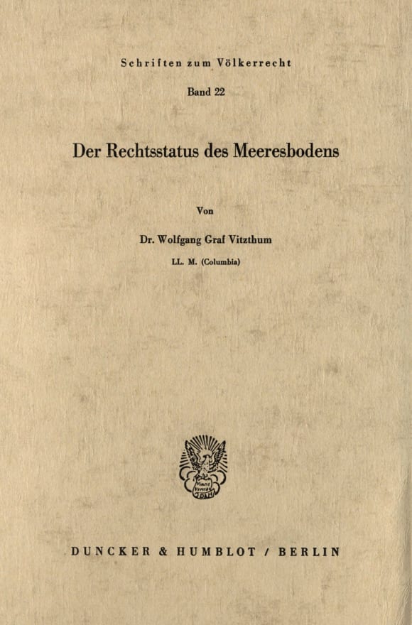 Cover Der Rechtsstatus des Meeresbodens