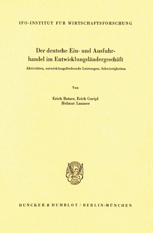 Cover Der deutsche Ein- und Ausfuhrhandel im Entwicklungsländergeschäft