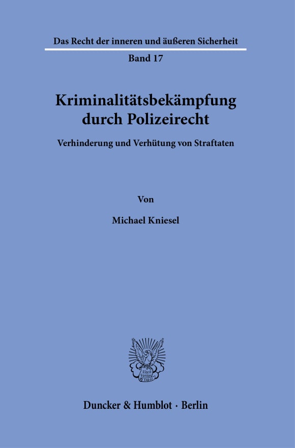 Cover Kriminalitätsbekämpfung durch Polizeirecht