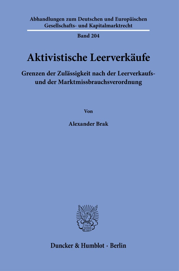 Cover Aktivistische Leerverkäufe