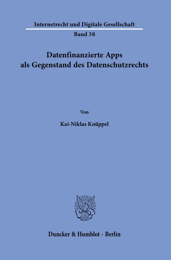 Cover Datenfinanzierte Apps als Gegenstand des Datenschutzrechts