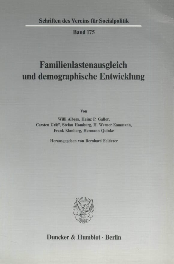 Cover Familienlastenausgleich und demographische Entwicklung