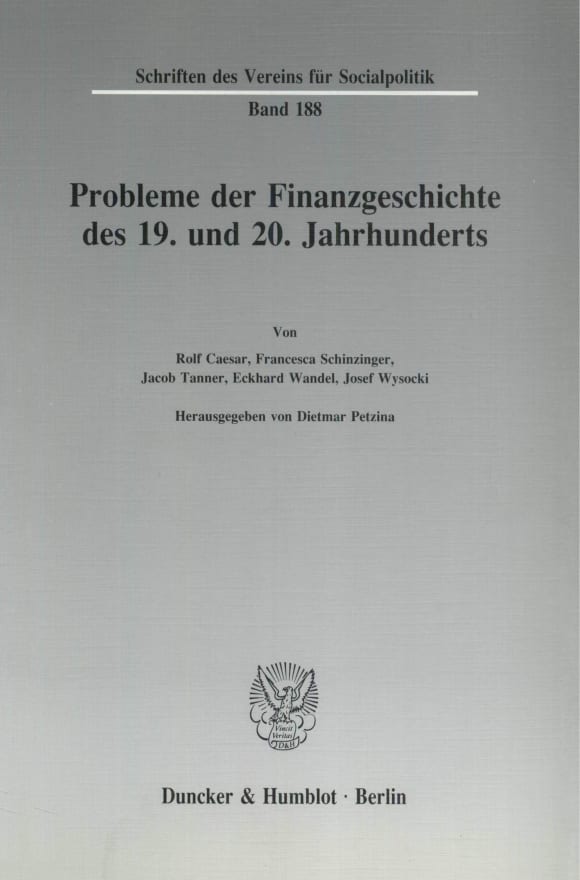 Cover Probleme der Finanzgeschichte des 19. und 20. Jahrhunderts