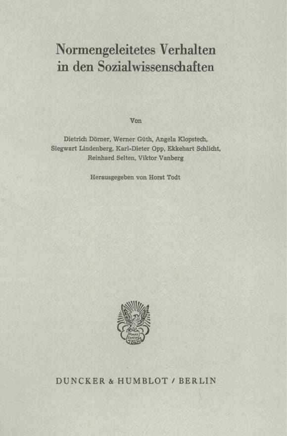 Cover Normengeleitetes Verhalten in den Sozialwissenschaften