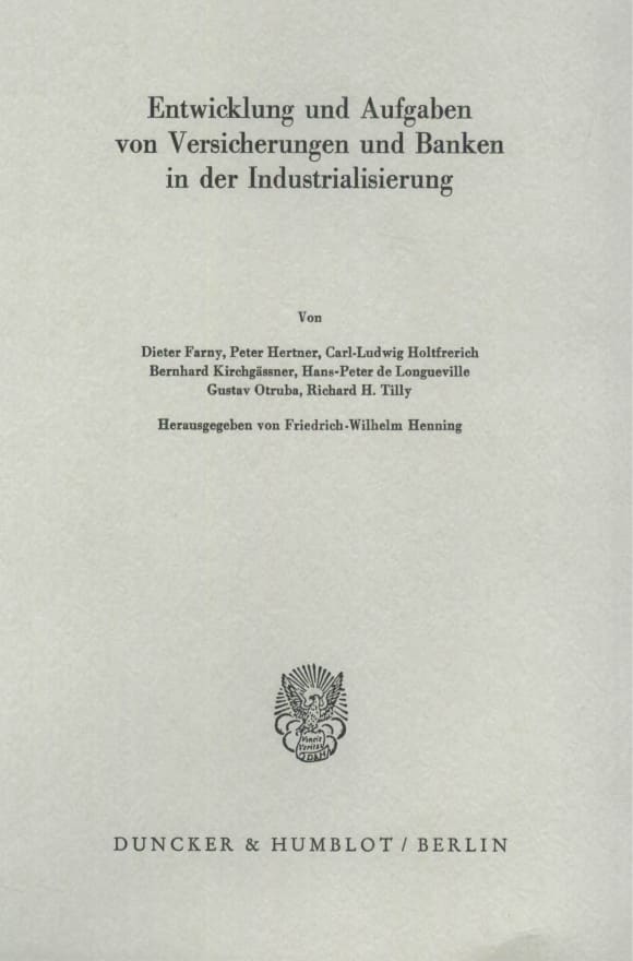 Cover Entwicklung und Aufgaben von Versicherungen und Banken in der Industrialisierung