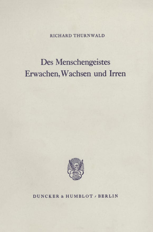 Cover Des Menschengeistes Erwachen, Wachsen und Irren