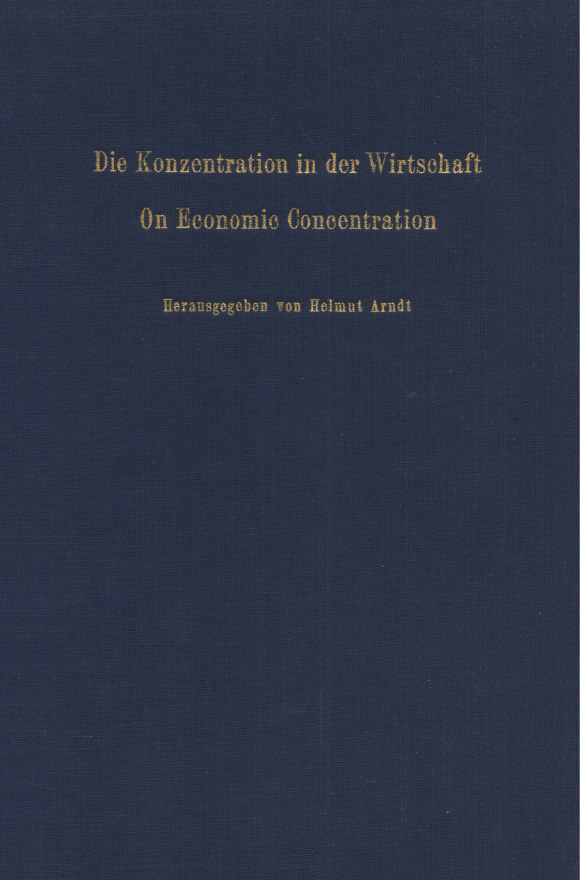 Cover Die Konzentration in der Wirtschaft / On Economic Concentration