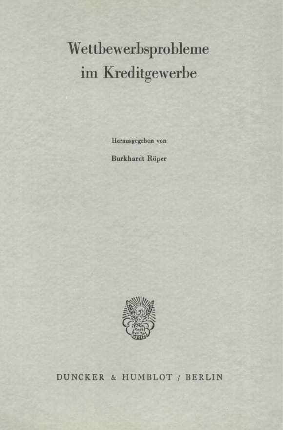 Cover Wettbewerbsprobleme im Kreditgewerbe