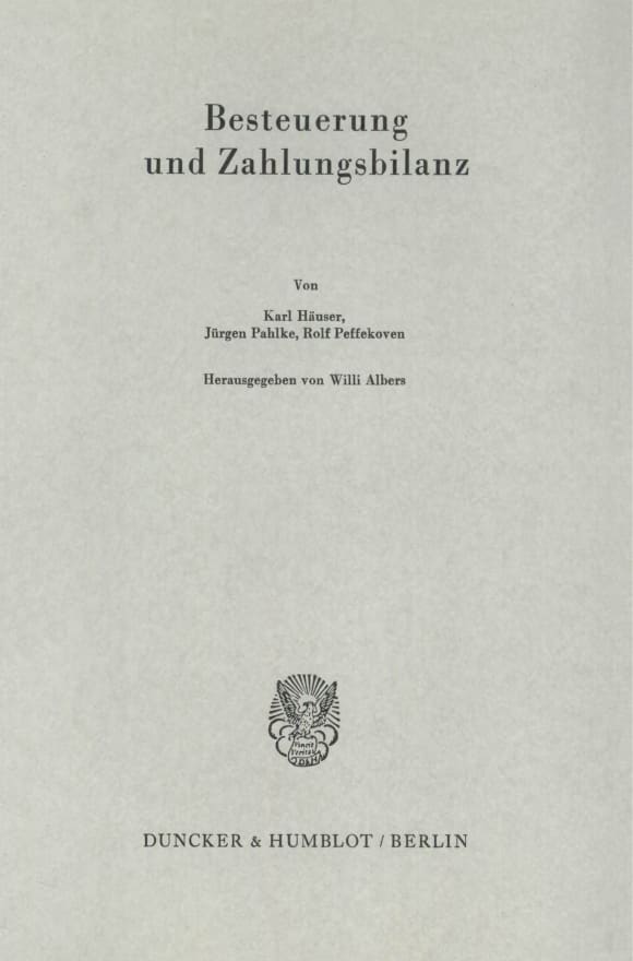 Cover Besteuerung und Zahlungsbilanz