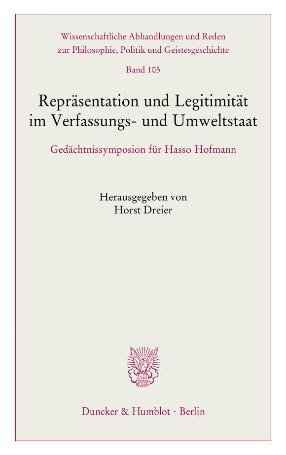 Cover Repräsentation und Legitimität im Verfassungs- und Umweltstaat