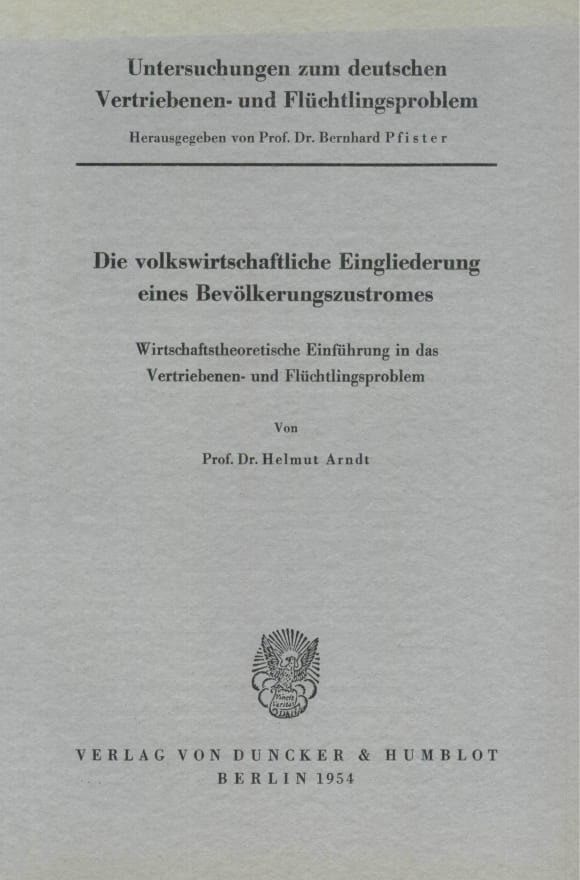 Cover Untersuchungen zum deutschen Vertriebenen- und Flüchtlingsproblem