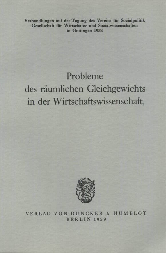 Cover Probleme des räumlichen Gleichgewichts in der Wirtschaftswissenschaft