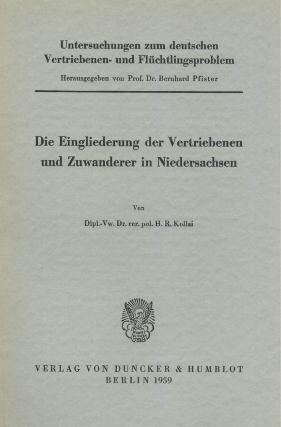 Cover Untersuchungen zum deutschen Vertriebenen- und Flüchtlingsproblem