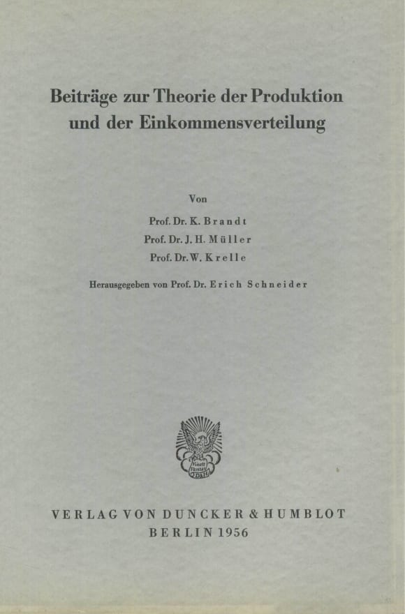 Cover Beiträge zur Theorie der Produktion und der Einkommensverteilung