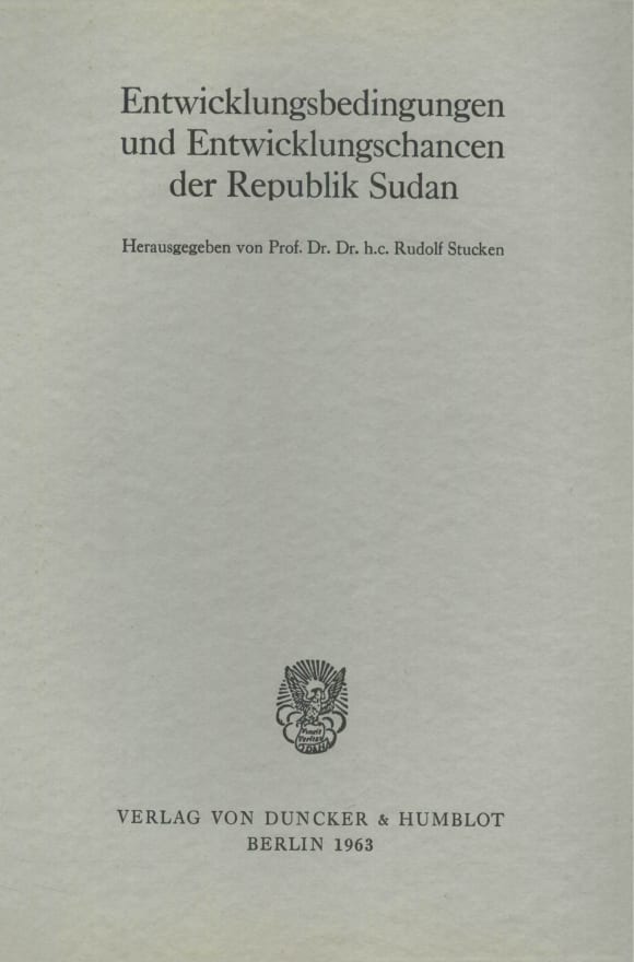 Cover Entwicklungsbedingungen und Entwicklungschancen der Republik Sudan