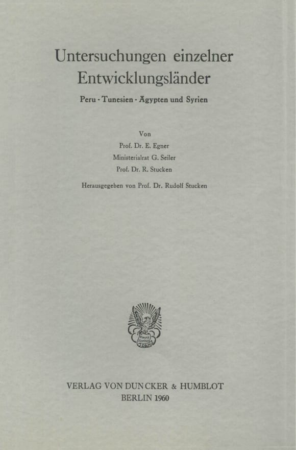 Cover Untersuchungen einzelner Entwicklungsländer