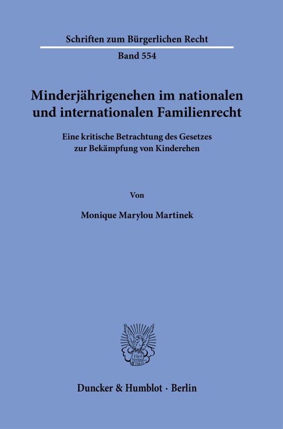 Cover Minderjährigenehen im nationalen und internationalen Familienrecht