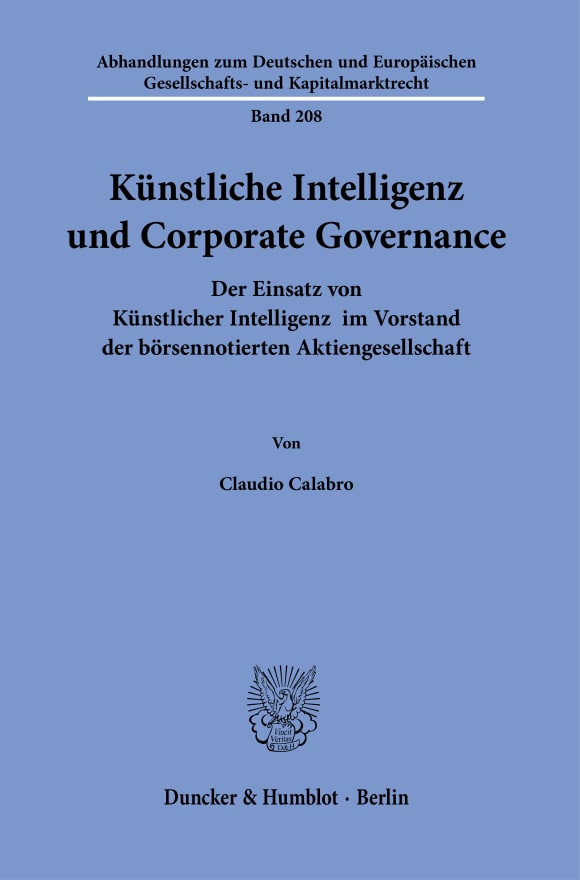 Cover Künstliche Intelligenz und Corporate Governance