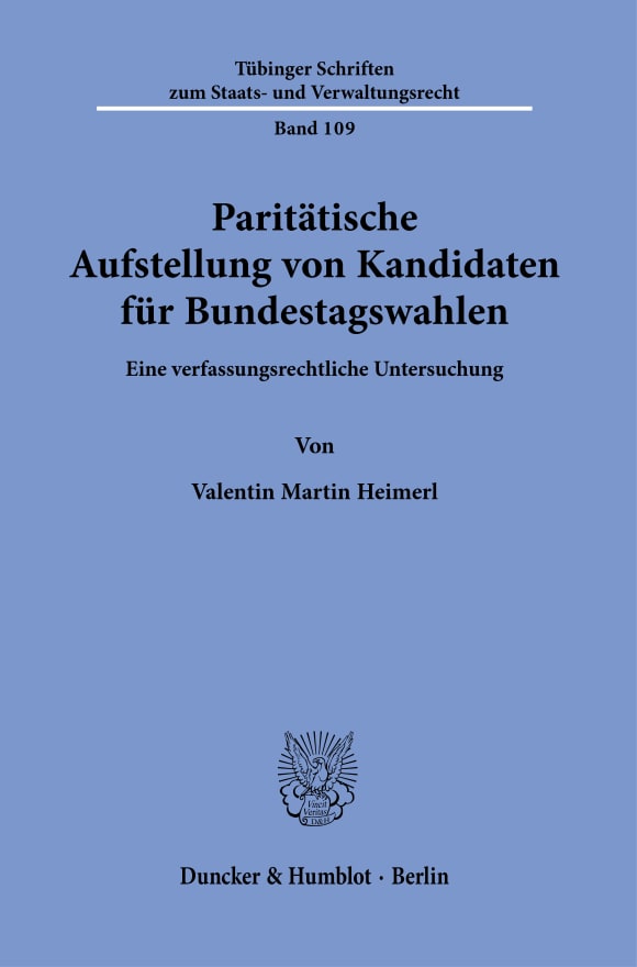 Cover Paritätische Aufstellung von Kandidaten für Bundestagswahlen