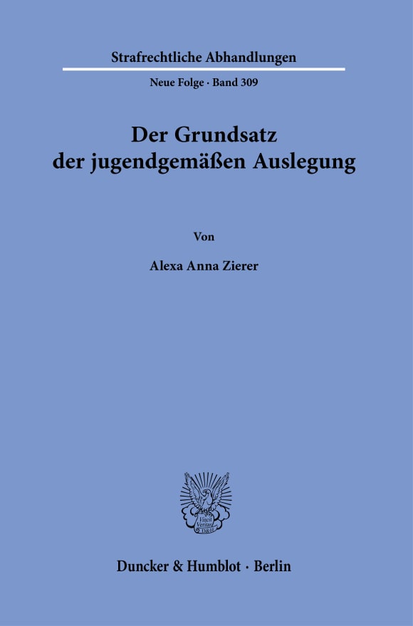 Cover Der Grundsatz der jugendgemäßen Auslegung