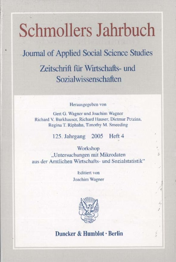 Cover Workshop »Untersuchungen mit Mikrodaten aus der Amtlichen Wirtschafts- und Sozialstatistik« (JCE 4/2005)