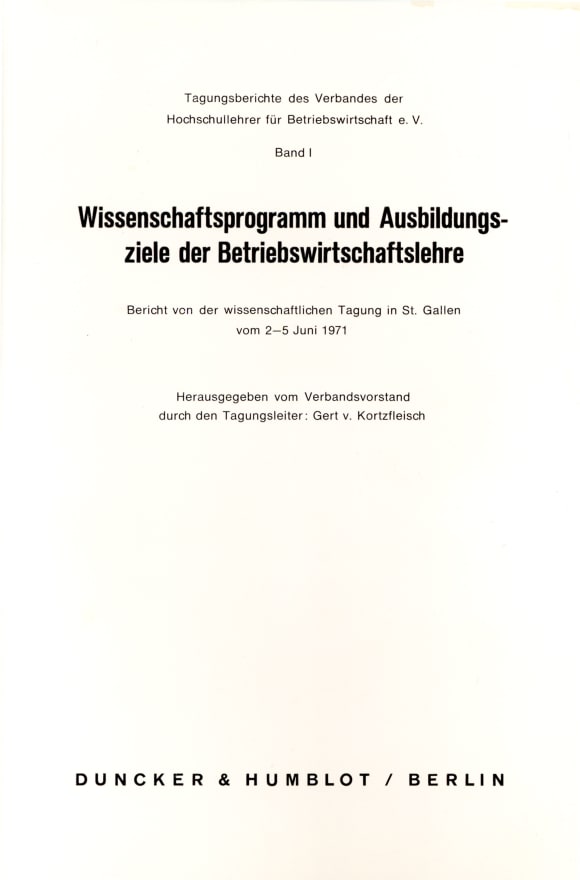 Cover Tagungsberichte des Verbandes der Hochschullehrer für Betriebswirtschaft e. V. (VDH)