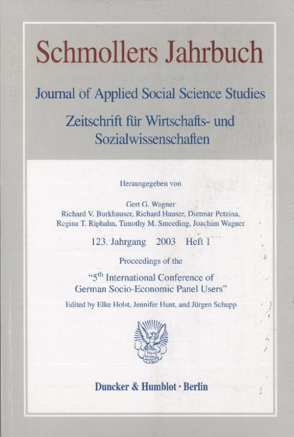 Cover Proceedings of the »5th International Conference of German Socio-Economic Panel Users« (JCE 1/2003)