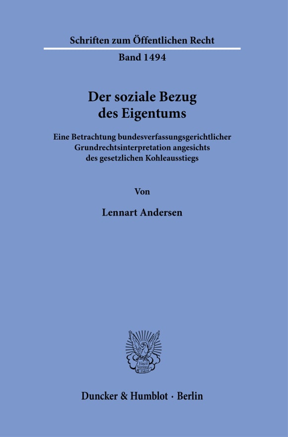 Cover Der soziale Bezug des Eigentums