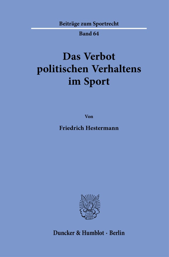 Cover Das Verbot politischen Verhaltens im Sport