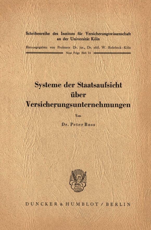 Cover Systeme der Staatsaufsicht über Versicherungsunternehmen