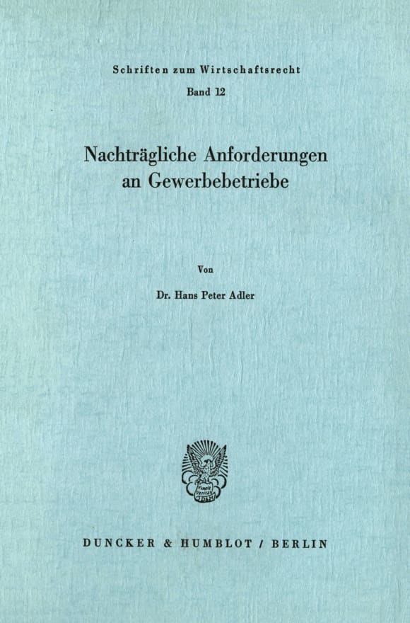 Cover Nachträgliche Anforderungen an Gewerbebetriebe