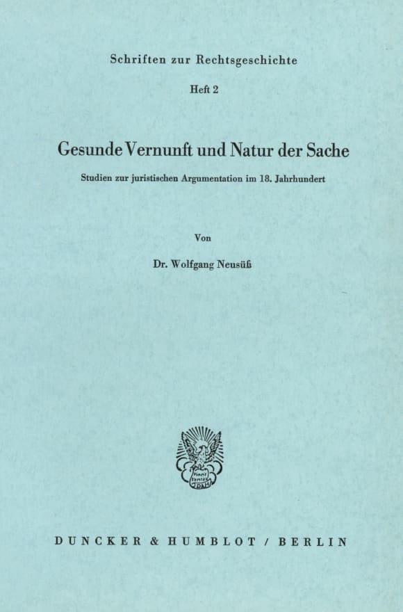 Cover Gesunde Vernunft und Natur der Sache