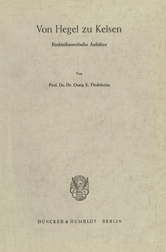 Cover Von Hegel zu Kelsen