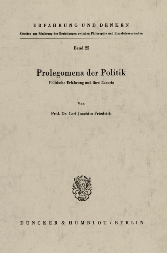 Cover Prolegomena der Politik