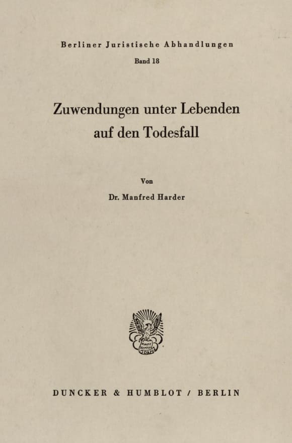 Cover Zuwendungen unter Lebenden auf den Todesfall