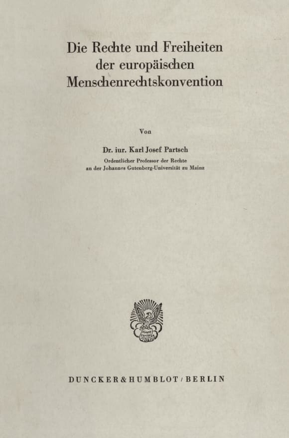 Cover Die Rechte und Freiheiten der europäischen Menschenrechtskonvention