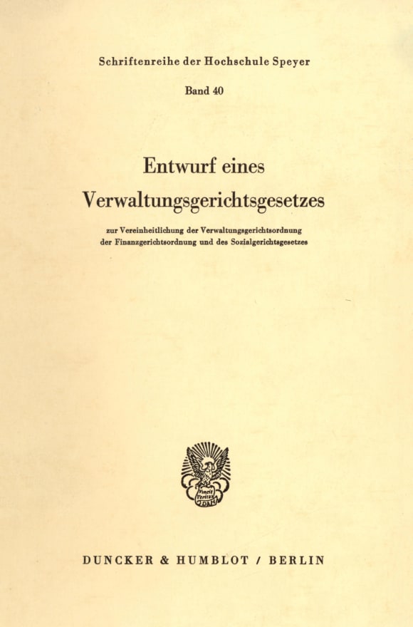 Cover Entwurf eines Verwaltungsgerichtsgesetzes