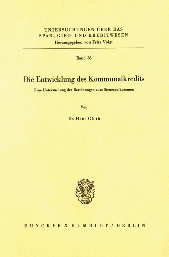 Cover Die Entwicklung des Kommunalkredits