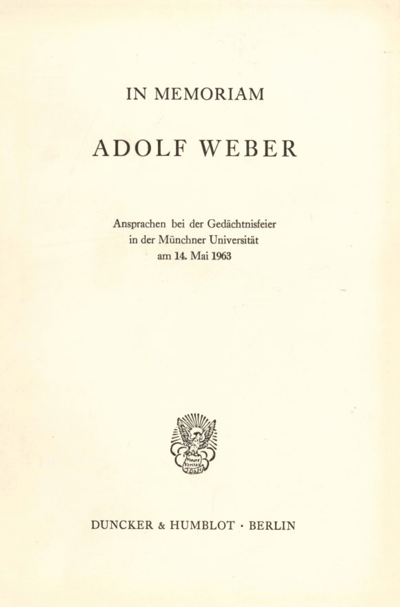 Cover In memoriam Adolf Weber