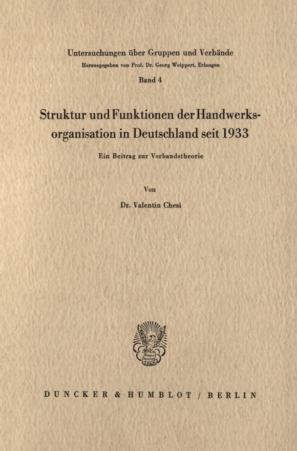 Cover Struktur und Funktionen der Handwerksorganisation in Deutschland seit 1933