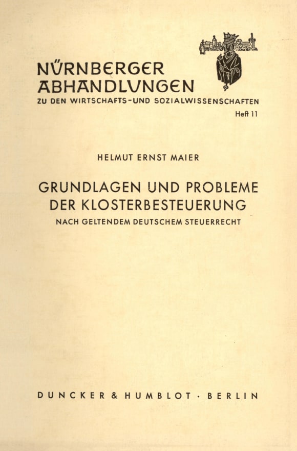 Cover Grundlagen und Probleme der Klosterbesteuerung