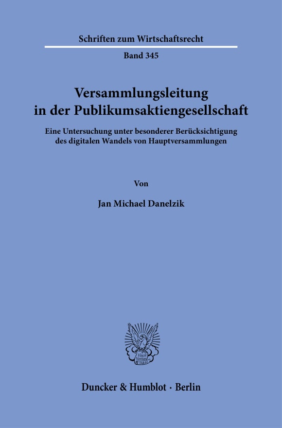 Cover Versammlungsleitung in der Publikumsaktiengesellschaft