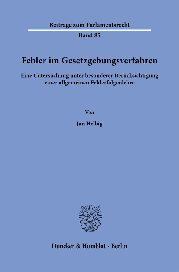 Cover Fehler im Gesetzgebungsverfahren