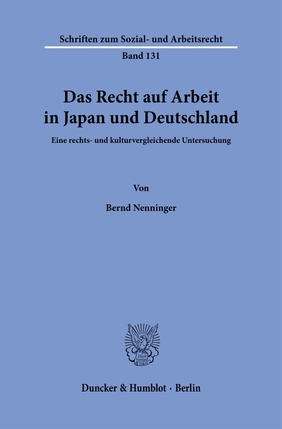 Cover Das Recht auf Arbeit in Japan und Deutschland