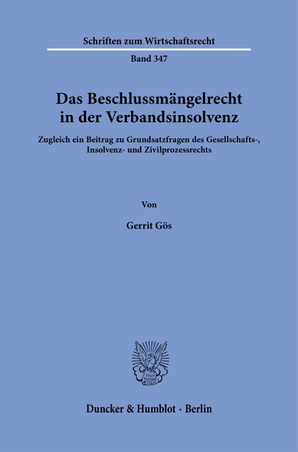 Cover Das Beschlussmängelrecht in der Verbandsinsolvenz