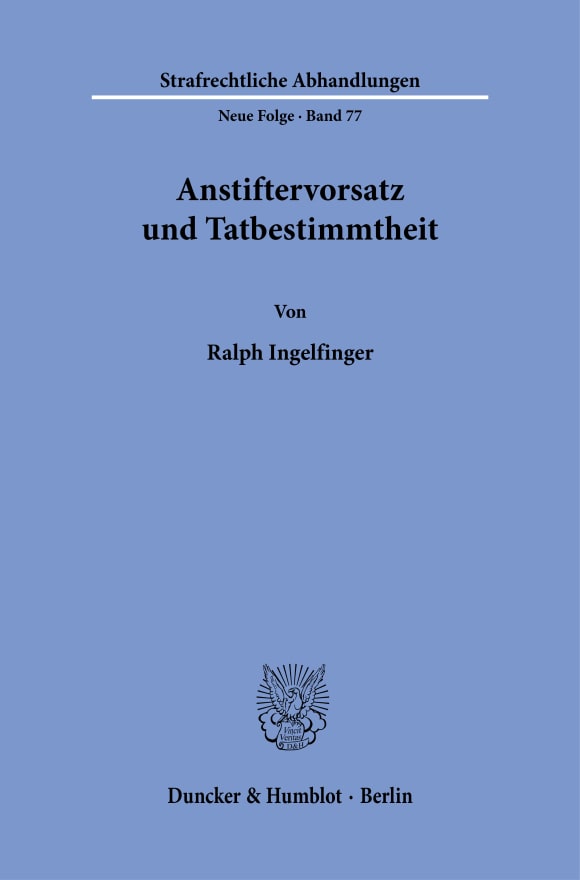 Cover Anstiftervorsatz und Tatbestimmtheit