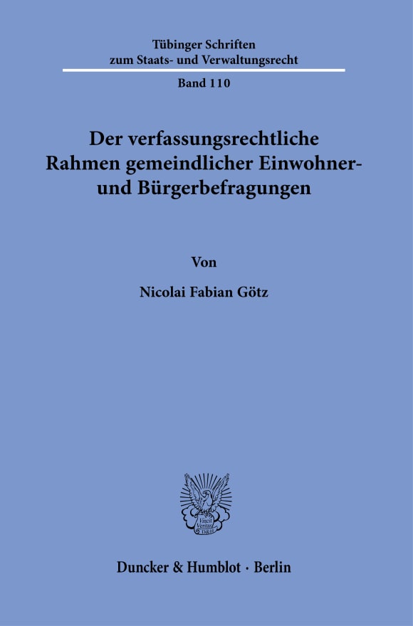 Cover Tübinger Schriften zum Staats- und Verwaltungsrecht (TSSV)