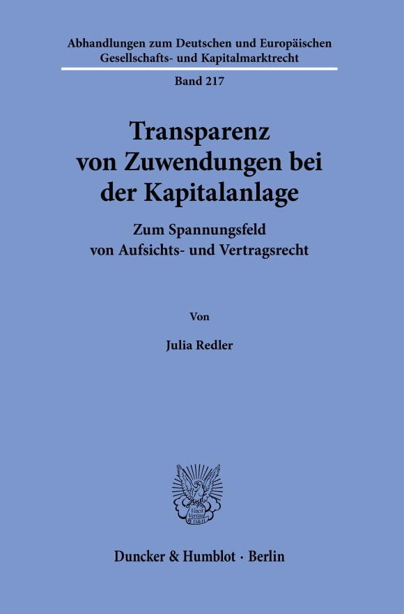 Cover Transparenz von Zuwendungen bei der Kapitalanlage