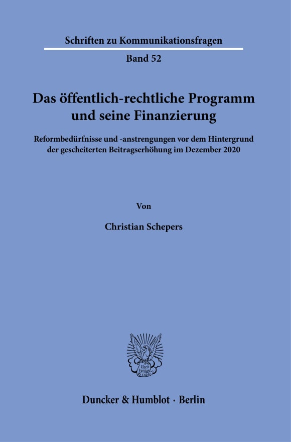 Cover Das öffentlich-rechtliche Programm und seine Finanzierung